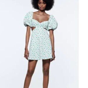 Zara White Floral Cut Out Dress Large